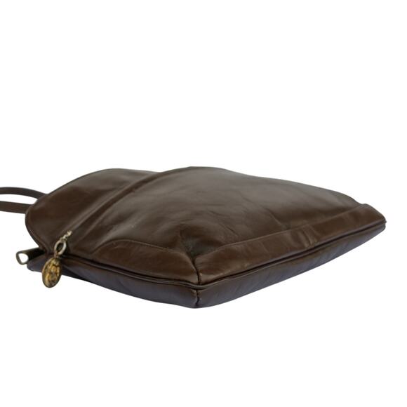 Vintage SAKS FIFTH AVENUE Brown Leather Shoulder Bag Purse Handbag Clutch - Picture 3 of 9